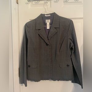 Emma James suit jacket. Gray with some other colors.